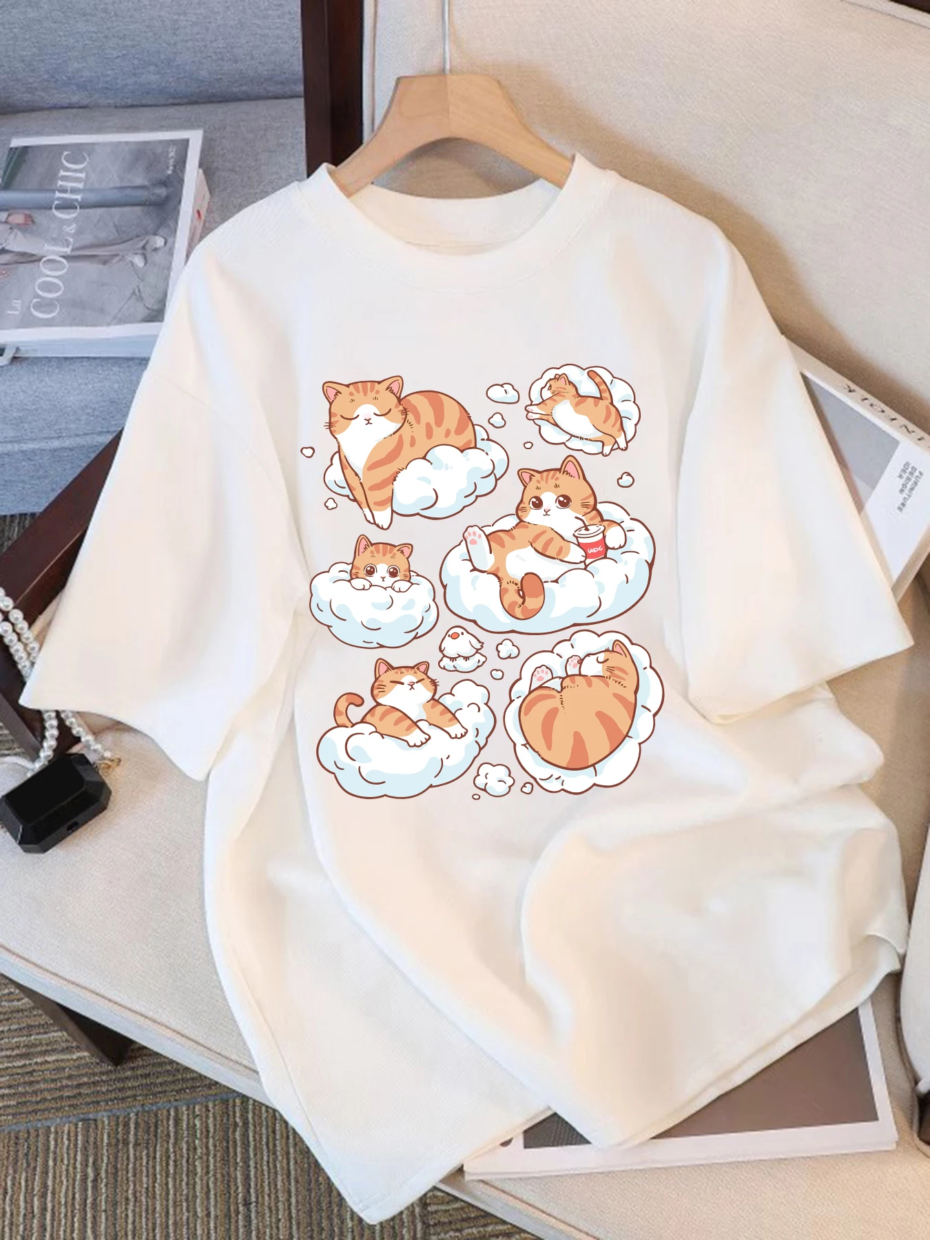 

6 Comfortable Lying Positions For Cats Female Basics Tee Shirt Summer New T-Shirt Soft Cotton Short Sleeve Oversize Unisex Tops