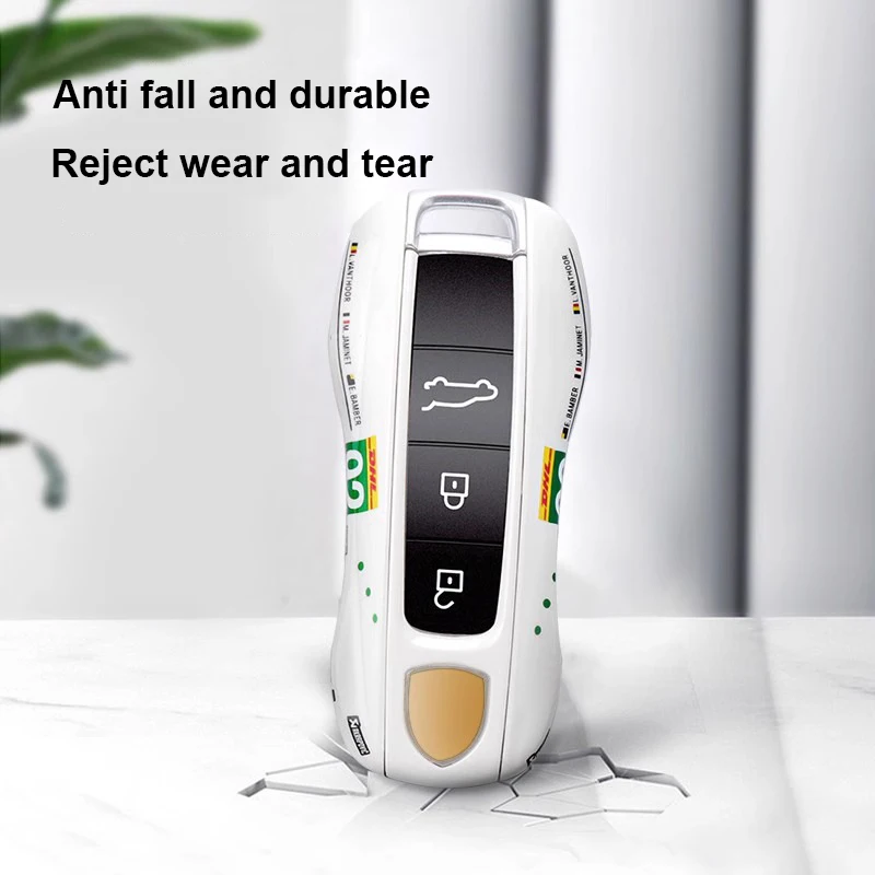 For Porsche Panamera Cayenne Macan 718 Cayman Boxster 911 Taycan Car 92 Track Key Case Protective Shell Remote Control Fob Cover