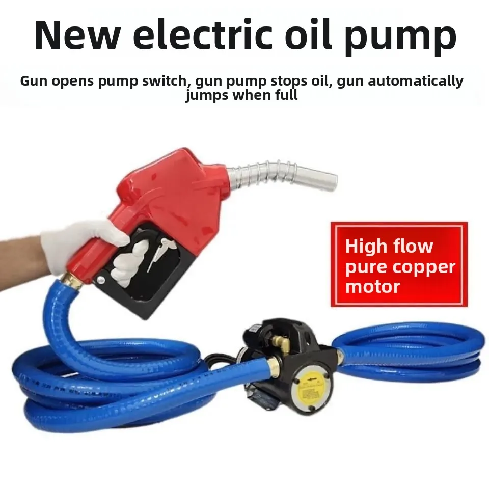 New Auto Start Stop Diesel Fuel Transfer Pump 12V 220V High Power Pump with Auto Shut‑Off Fuel Nozzle Refueling Set