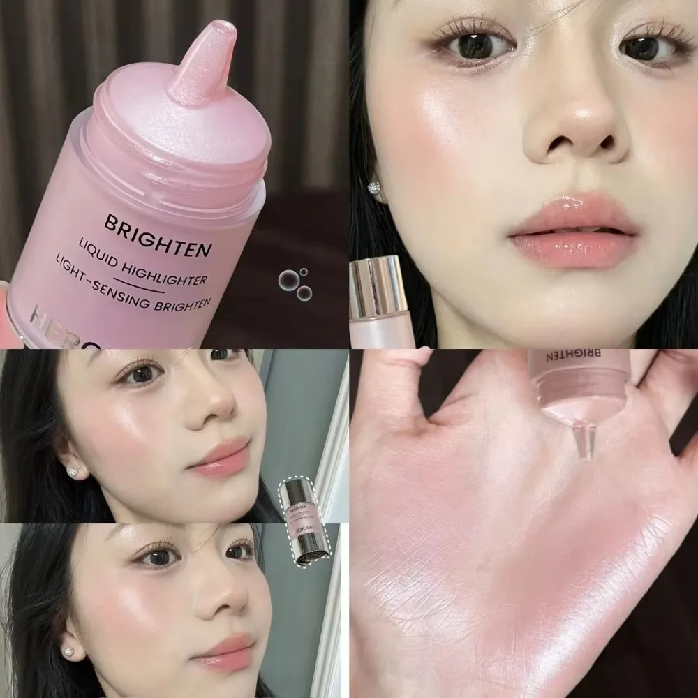 Korean Style Liquid Highlighter Blush Non-Sticky Formula Light Sensing Contouring Highlighter Lasting Wear Natural Finish