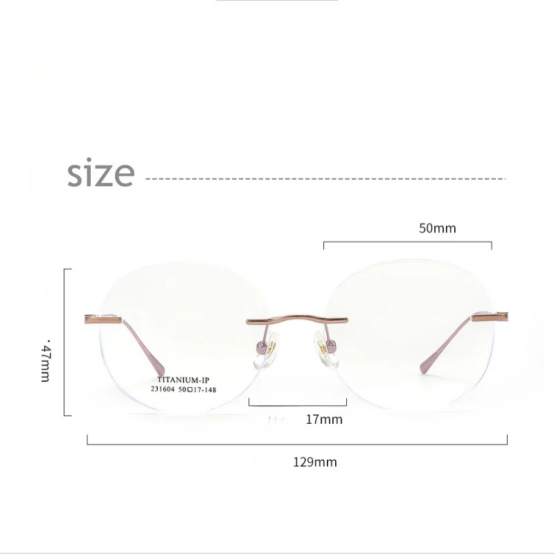 Ultra Light Retro Round Pure Titanium Frameless Women's Eyeglass Frame Fashionable Circular Optical Prescription Glasses For Men