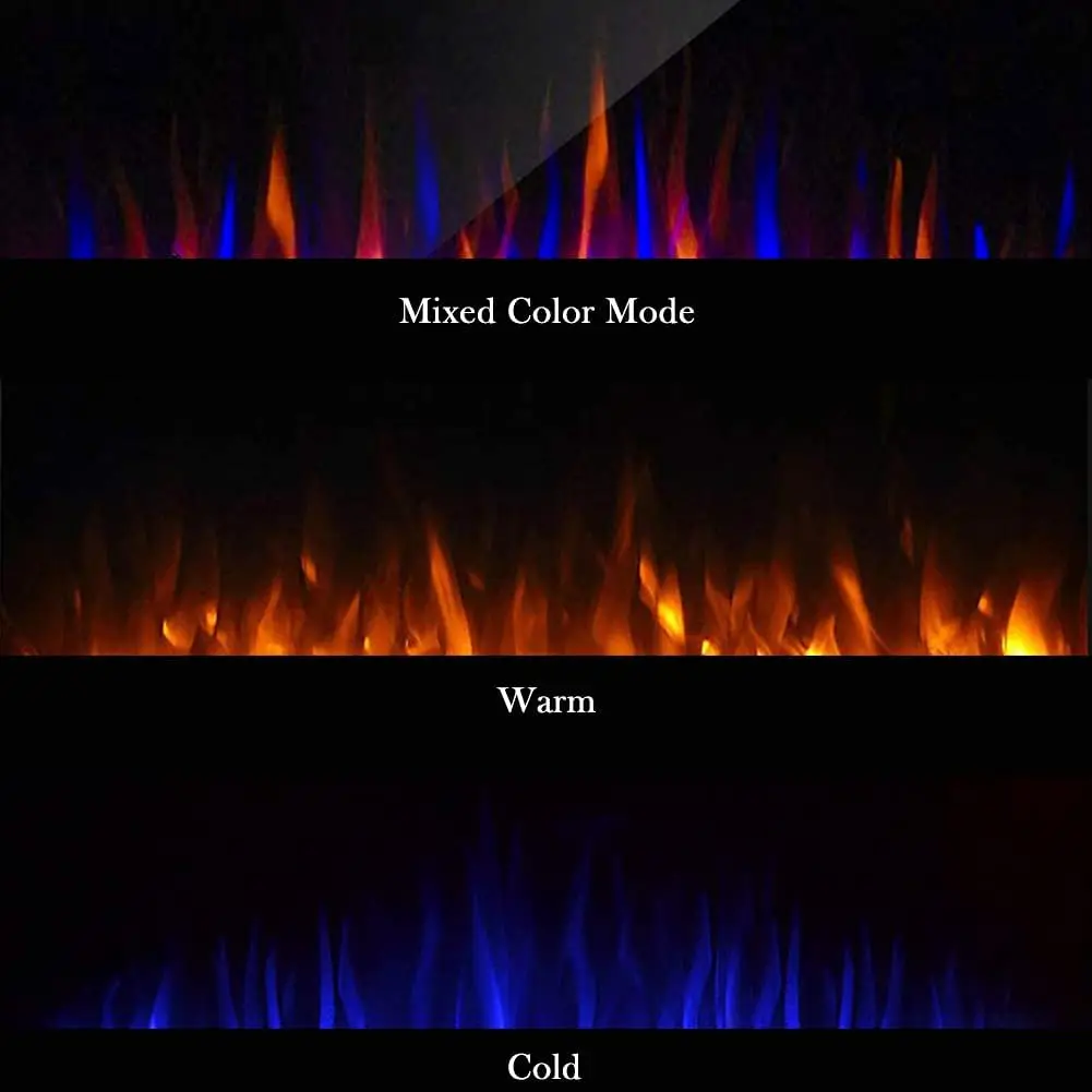 42 Electric Recessed Fireplace, 5 Adjustable Flames, Log or Crystal, Touch & Remote Temperature Control