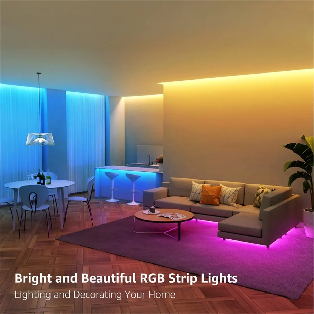 WDL LED Strip Lights 5050 RGB Flexible Tape 5M Ribbon Luces with Bluetooth App Led Lighting Color-Changing Room Deco US Plug