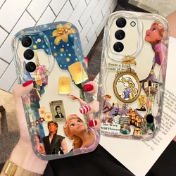 Simpatico cartone animato Rapunzel per Samsung S24 S23 S21 S20 Ultra Plus FE A73 A72 A71 A51 A05S A05 5G Wave Oil Funda Phone Case