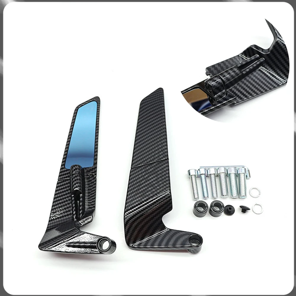 

Motorcycle accessories universal rearview mirror wing rotatable aluminum blue glass mirror 8/10mm