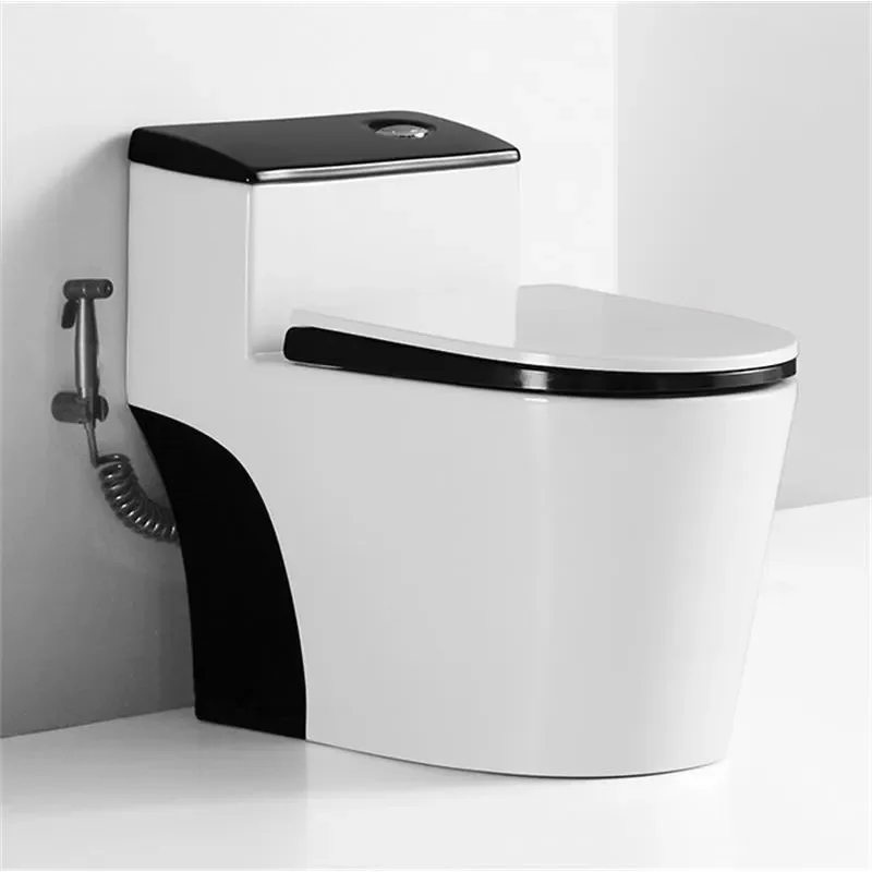 for European Light Luxury Ceramic Toilet Water Saving Siphon Household Black Floor Drain