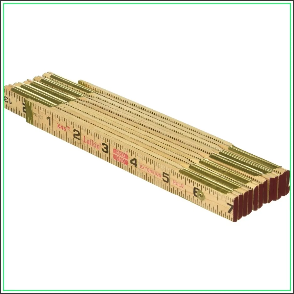 6' Folding Wood Rule with Brass Extension, Black & Brown