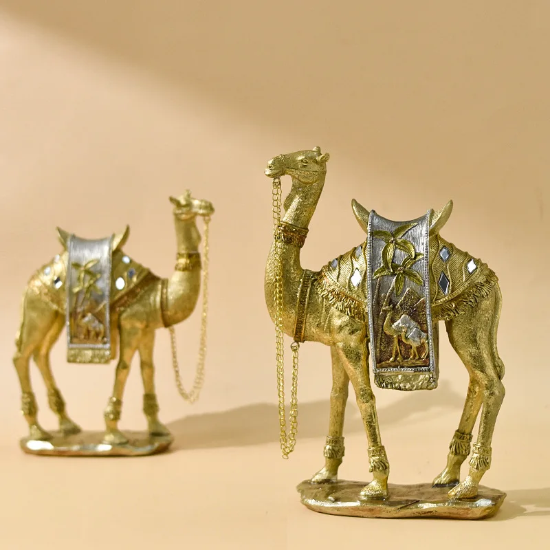 Resin Art Camel Figurine Collection Desktop Ornament for Desk Cabinet Home Decor Modern Housewarming Gift