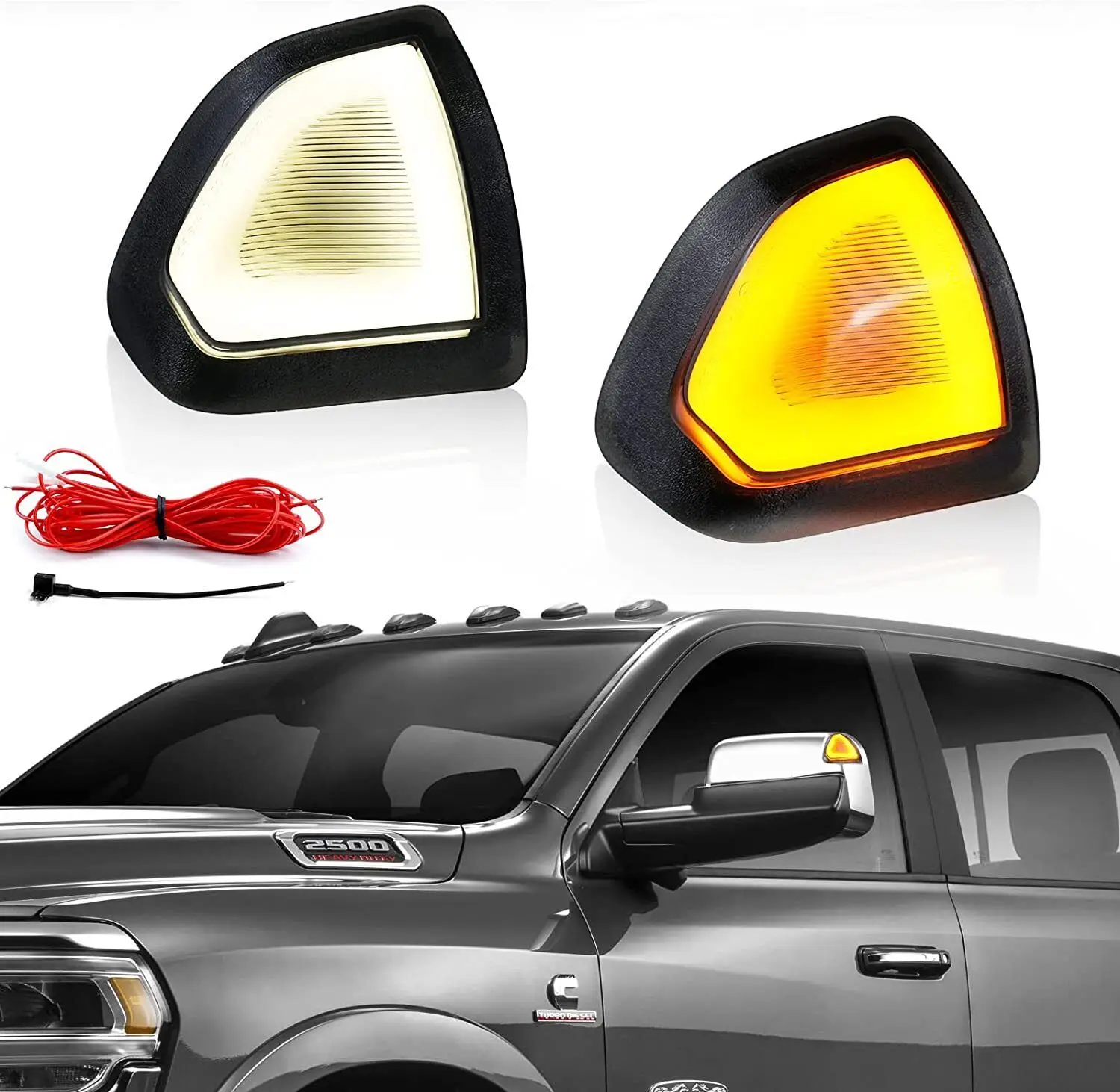 2x Smoked LED Towing Rearview Mirror Turn Signal Light For 2010-2018 Dodge RAM 1500 2500 3500 4500 5500 2019+ 1500 Classic L&R