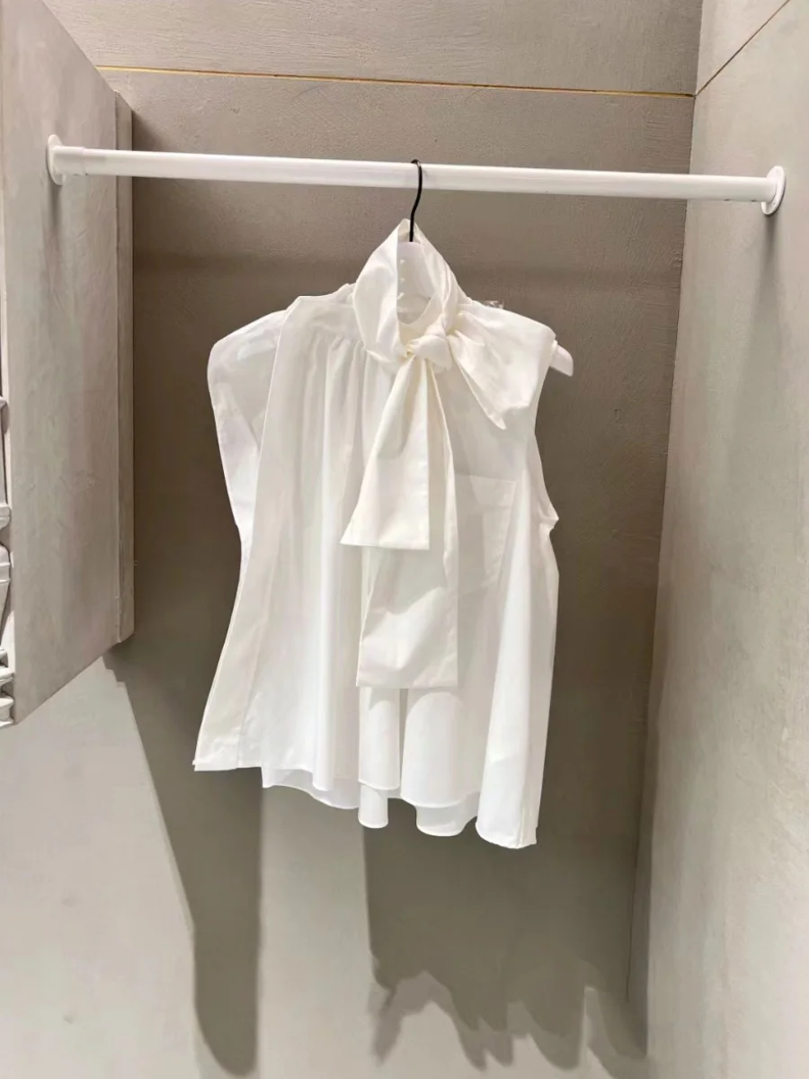 FOG SACAI Button-Up da donna irt Svel Nodo staccabile Primavera Estate Nuovo arrivo giapponese Sle Bianco