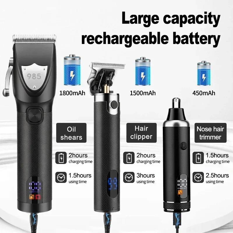 RESUXI 985 جديد احترافي 3 في 1 مشابك شعر آذان الأنف مجموعة تشذيب الشعر مع حقيبة آلة قطع الشعر أدوات العناية بالرجال #5