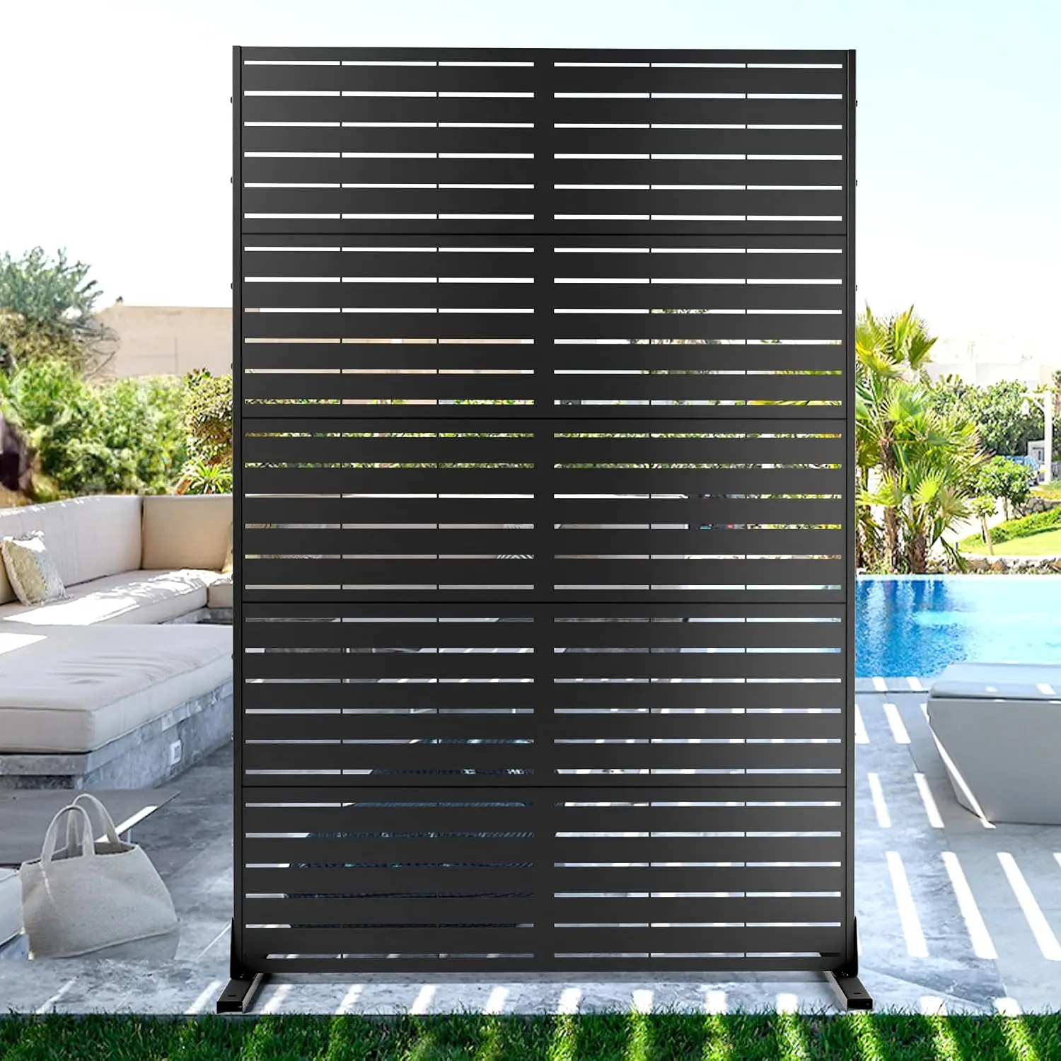 72" Metal Privacy Screen Outdoor Freestanding Fence Panels
