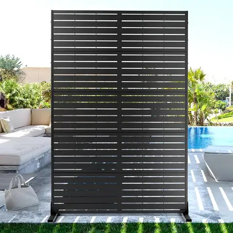 72" Metal Privacy Screen Outdoor Freestanding Fence Panels