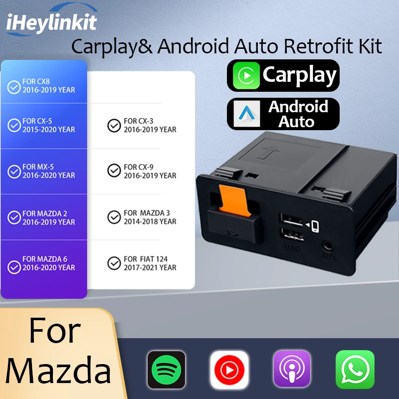 Apple CarPlay Android Auto USB adapter hub OEM for Mazda 3 6 2 CX3 CX5 CX9 MX5 miata Toyota Yaris fiat 124 TK78 66 9U0