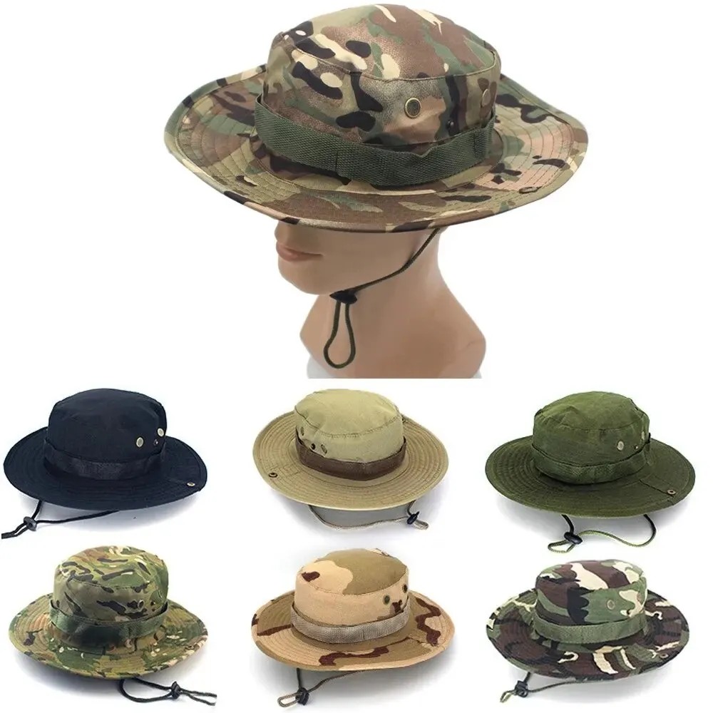 Outdoor Camouflage Fisherman Hat Tactical Training Expansion Breathable Military Training Camping Sunscreen Hat