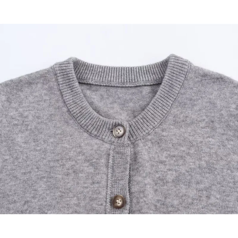 Women Simple Cardigan with Button Autumn Elastic Knit Casual Women's Plain Top Ribbed Trim Long Sleeve Female Sweater