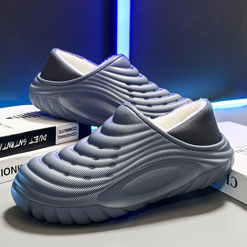 رجل القطن قباقيب الشتاء الدافئة نعال قماش للرجال مكافحة زلق مقاوم للماء منزل الشرائح عادية الانزلاق على أحذية قطنية للرجل #3