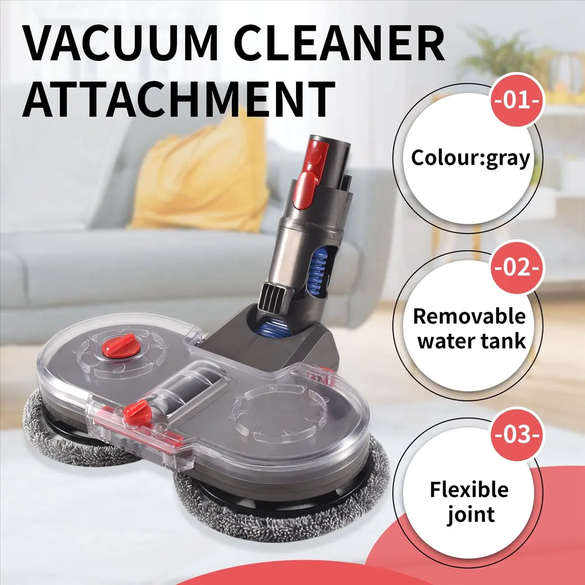 newA10R Mop Attachment for V15 V11 V10 V8 V7 Vacuum Cleaner, Electric Mop Attachment with Water Tank and 12 Washable Mops