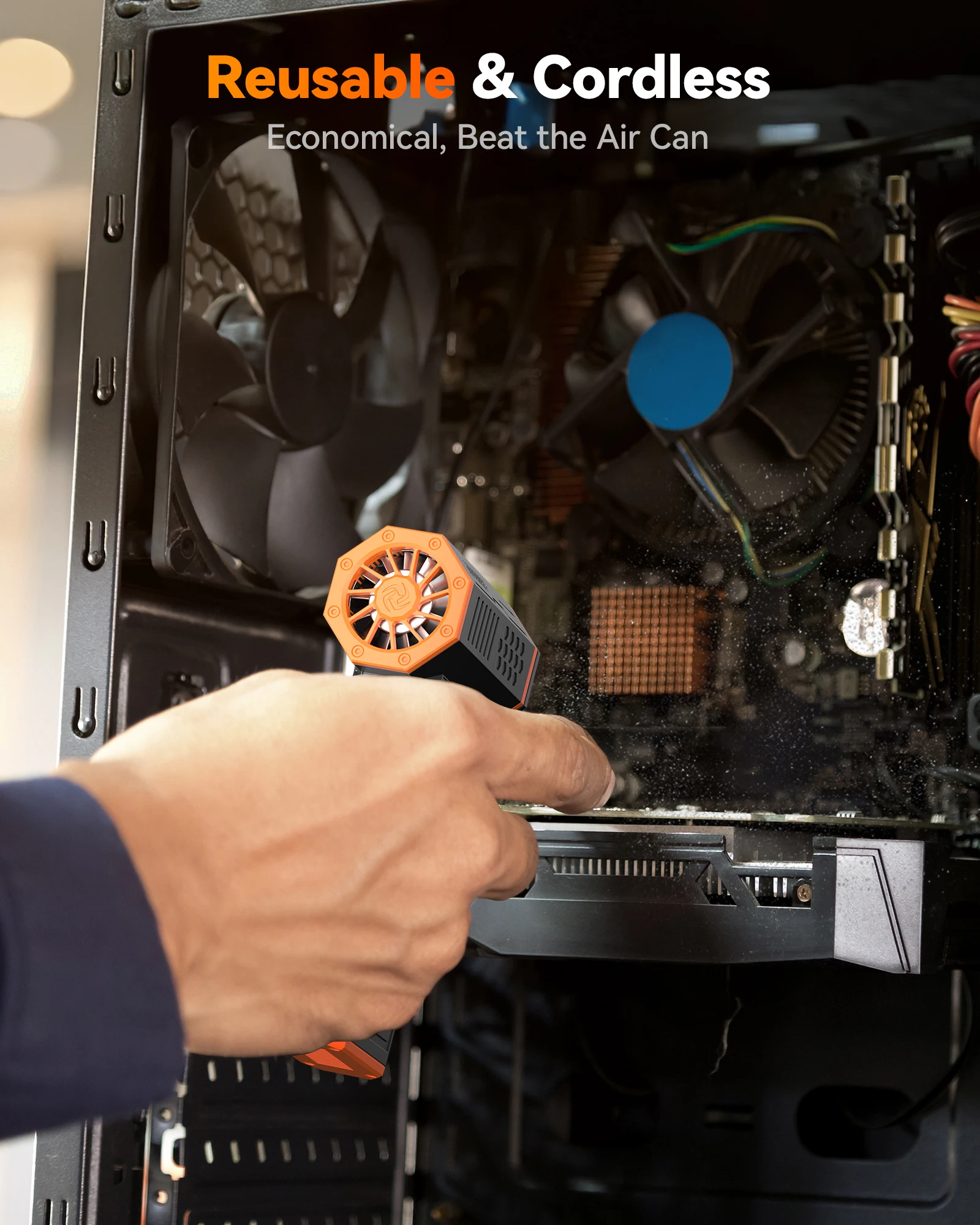 منفاخ هواء منفضة الهواء الكهربائية WOLFBOX MF50- 110000 RPM قوة فائقة، محرك بدون فرش بثلاثة تروس قابل لإعادة الشحن للسيارة/الكمبيوتر/المنزل/الخارج #3