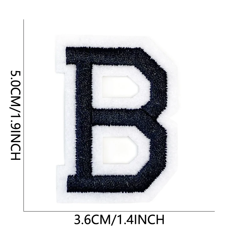 Buchstaben-Aufnäher zum Aufbügeln für Kleidung, bestickt, schwarzes Alphabet, Parches, Bordado Para Ropa Letras Diy Nas Innovki Baby Sew Backpack De – Detail 8