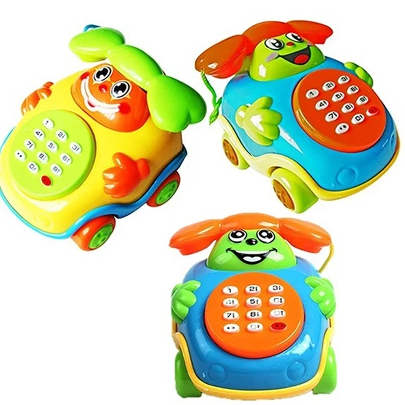 New Children's Early Education Puzzle Music Phone with Bell with Light Music Fun  Phone Cartoon Bus  Car Baby Toy Kids Gift