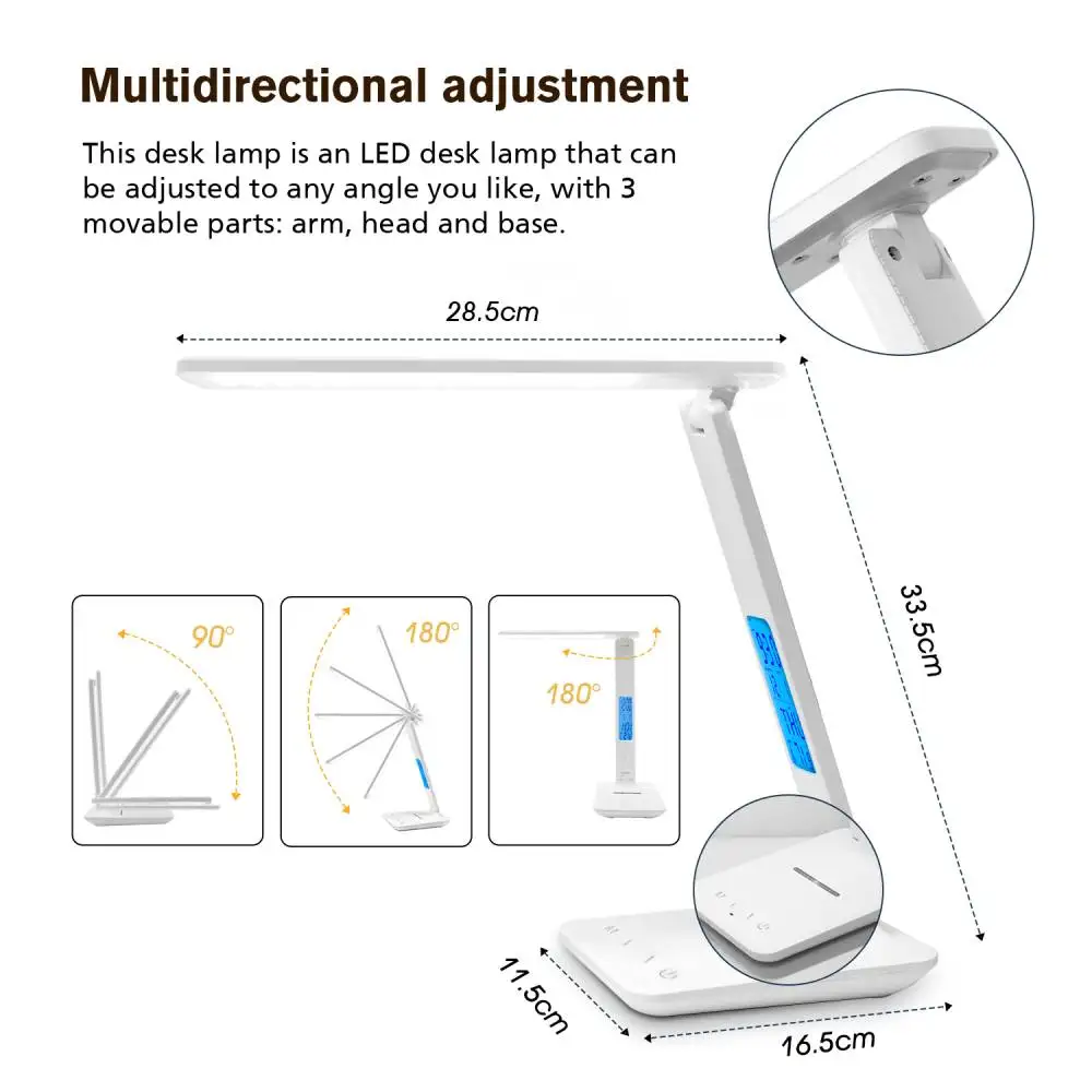 Xiaomi QI Wireless Charging LED Desk Lamp 10W With Calendar Temperature Alarm Clock Eye Protect Reading Light Table Lamp