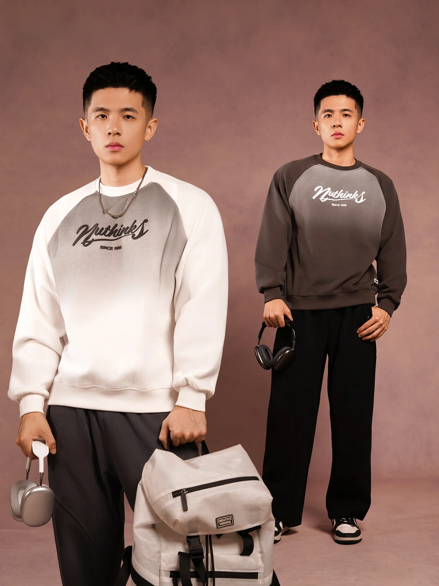 

MooCube Trendy Brand Heavyweight Sport Sweatirt Men's Spring Autumn Long Sve round Ne Base irt American Retro Casual...