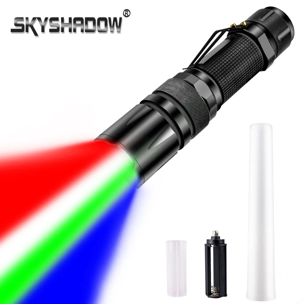 High Power Flashlight UV Led Zoom Multi Color Rechargable Battery 18650 Baton Camping Outdoor Fishing Light Attractor With Stick