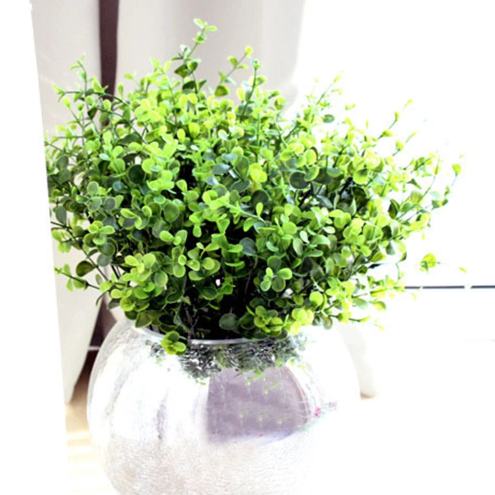 

10 Bunches Artificial Plants Plastic Lifelike Home Office Decor Faux Eucalyptus Green Leaves Easy Clean