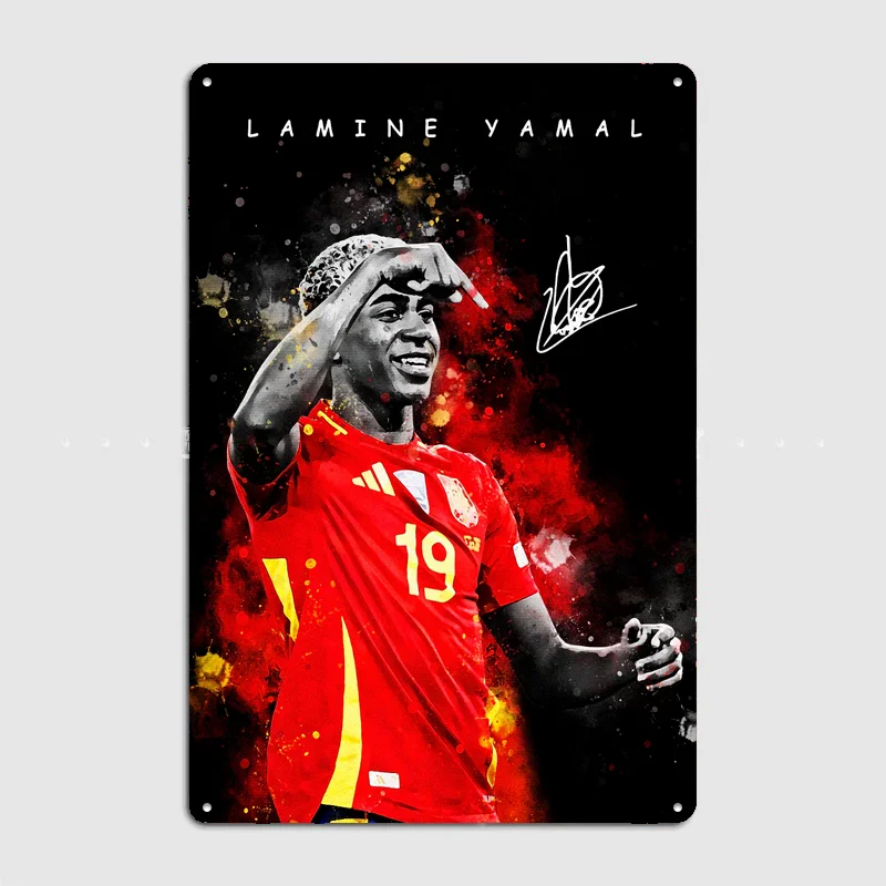 Lamine Yamal Football Player Poster Metal Posters Living Sign Indoor Outdoor Room Decoration Home Bar Decor Wall Decor