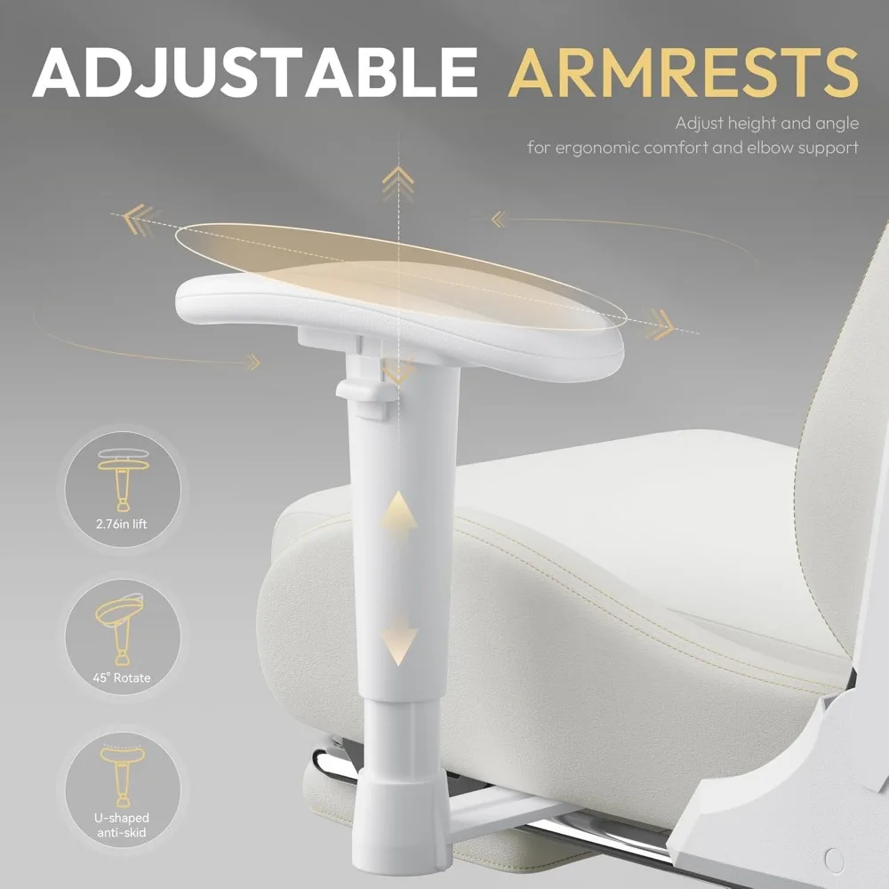 كرسي ألعاب مصنوع من قماش الجلد السويدي، كرسي كمبيوتر مريح مع دعم قطني للتدليك ومسند للقدمين، مستلق عالي الظهر #6