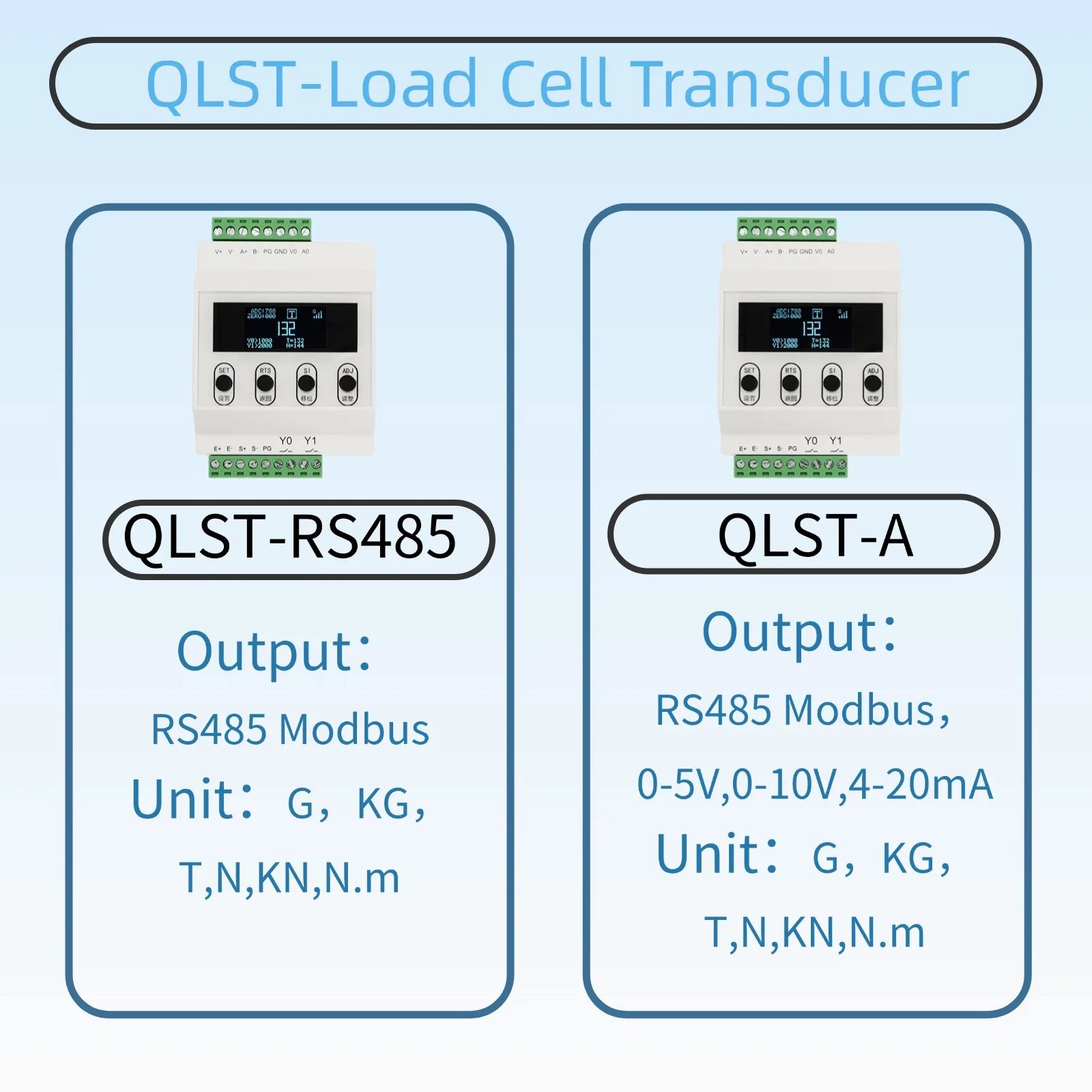for Load Cell Sensor Amplifier Transmitter with Display Anti-Interference 0-5V 0-10V 4-20mA Rs-485 Modbus Communication
