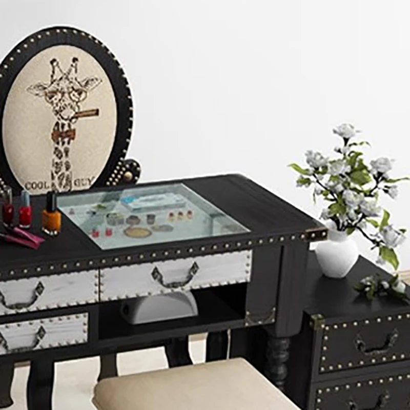 ##American Luxury Manicure Table With Drawers Vintage Aesthetic Glamour Nail Table Modern Storage Mesa Manicura Salon Furniture 4