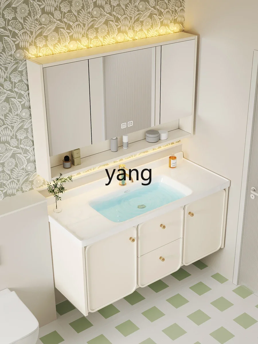 CX Smart Retro Bathroom Cabinet Modern Light Luxury Wash Face Wash Basin Cabinet Oak Washstand Bathroom Cabinet