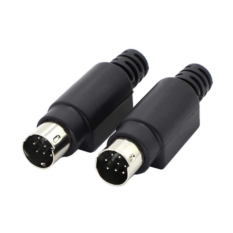 2pcs Mini Din 8 Pin Male Plug Adapter PLC 8 Pin Male Plug Connector For Soldering Cables DIY S Terminal MD8 Plug Black NEW