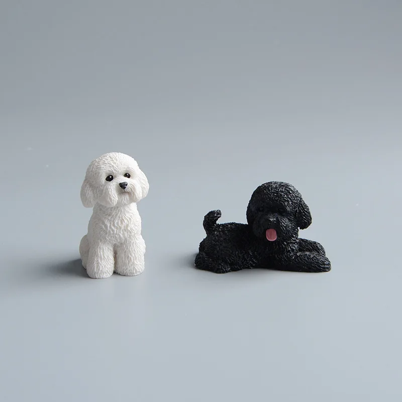 Creative Mini Simulated Teddy Dog Resin Craft, Home Desktop Ornament, Car Interior Decoration & Gift 2-pack