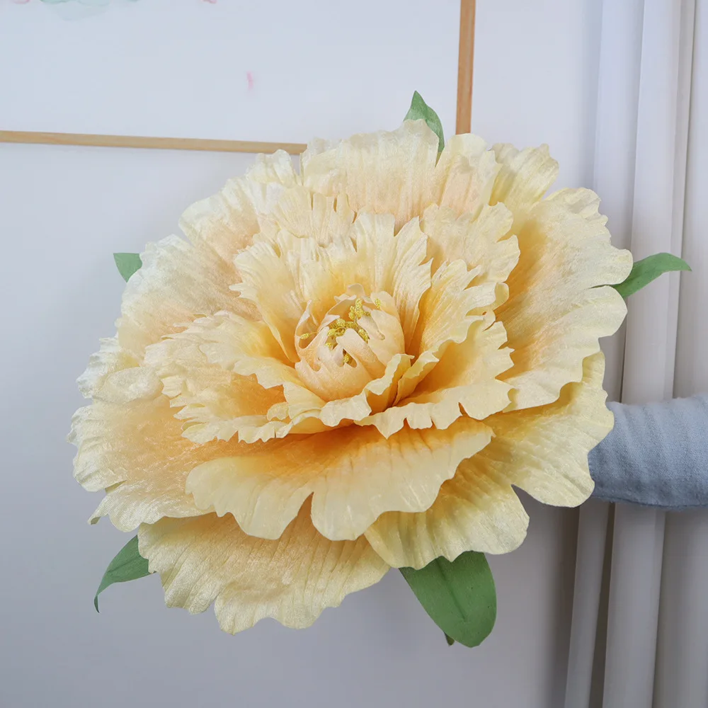 ウェディングデコレーション-ベルベット製人工大型牡丹の花頭-ウェディングフラワー背景壁飾り-ホームパーティー舞台装飾