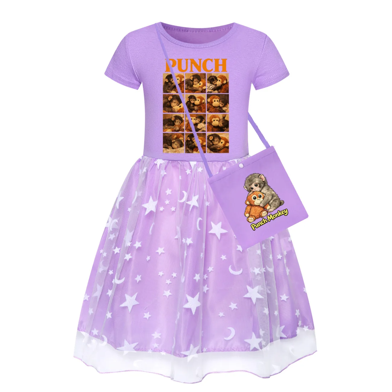 Punch Monkey New Year Dress for Girls Comfortable Girly Kids' Clothing Baby Girl Fashionable Outfit Children's Clothes