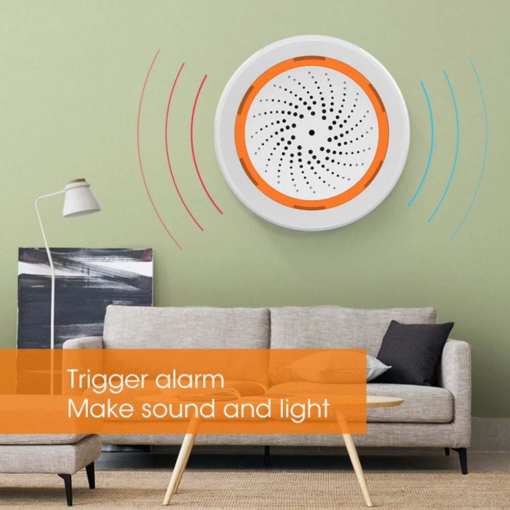 Alarma de sirena inteligente Tuya Zigbee, Sensor de luz de sonido, alarma inteligente, aplicación remota, Control, sistema de protección de seguridad para el hogar