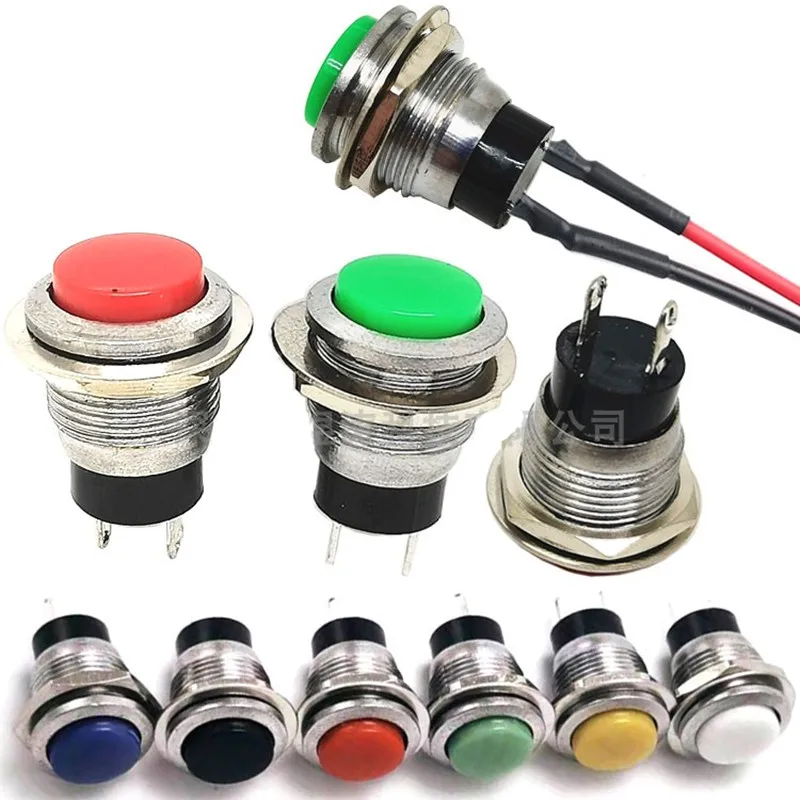 10pcs DS-318 Small Reset Button Switches 12mm Doorbell Button Momentary Pushbutton Switch Green Red Yellow White