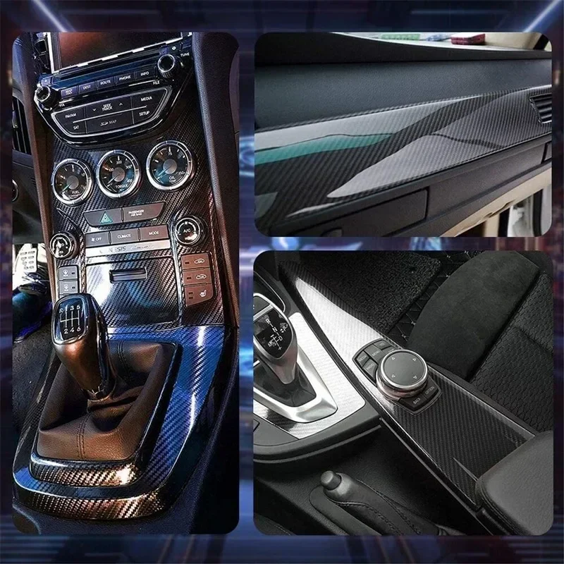 10-90cm Carbon Fiber Matte Car Vinyl Wrap Accessories Glossy Black Sticker 3D 5D 6D Auto Foil Cover Motorcycle Decoration Film