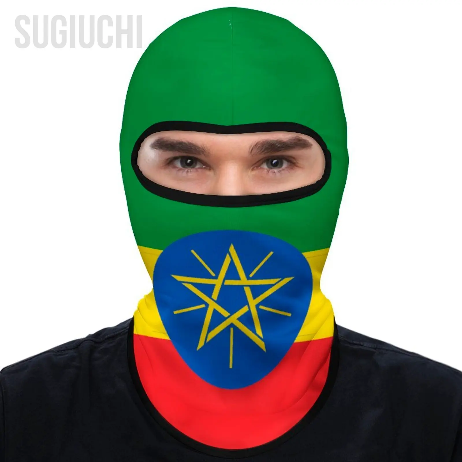 Ethiopia Flag Outdoor Cool Sunscreen Motorcycle Face Mask Moto Biker Wind Cap Mask Stopper Windproof Bicycle Cycling Headgear