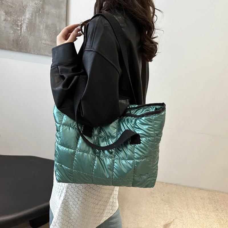 

Модная женская сумка-тоут большой емкости с хлопковой подкладкой и ромбами, стеганая портативная однотонная сумка для отдыха, путешествий