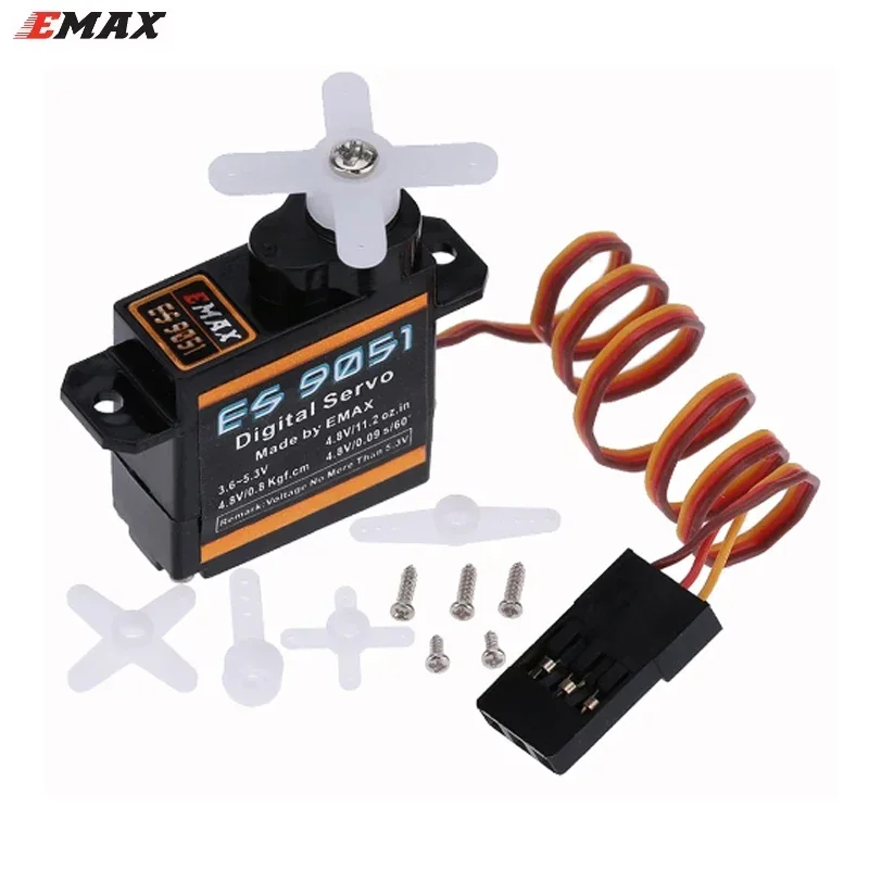 4pcs Emax ES9051 Digital Mini Servo Futaba JR Plug For 3D F3P Airplanes Helicopter Car RC Accessories Toy For RC Model