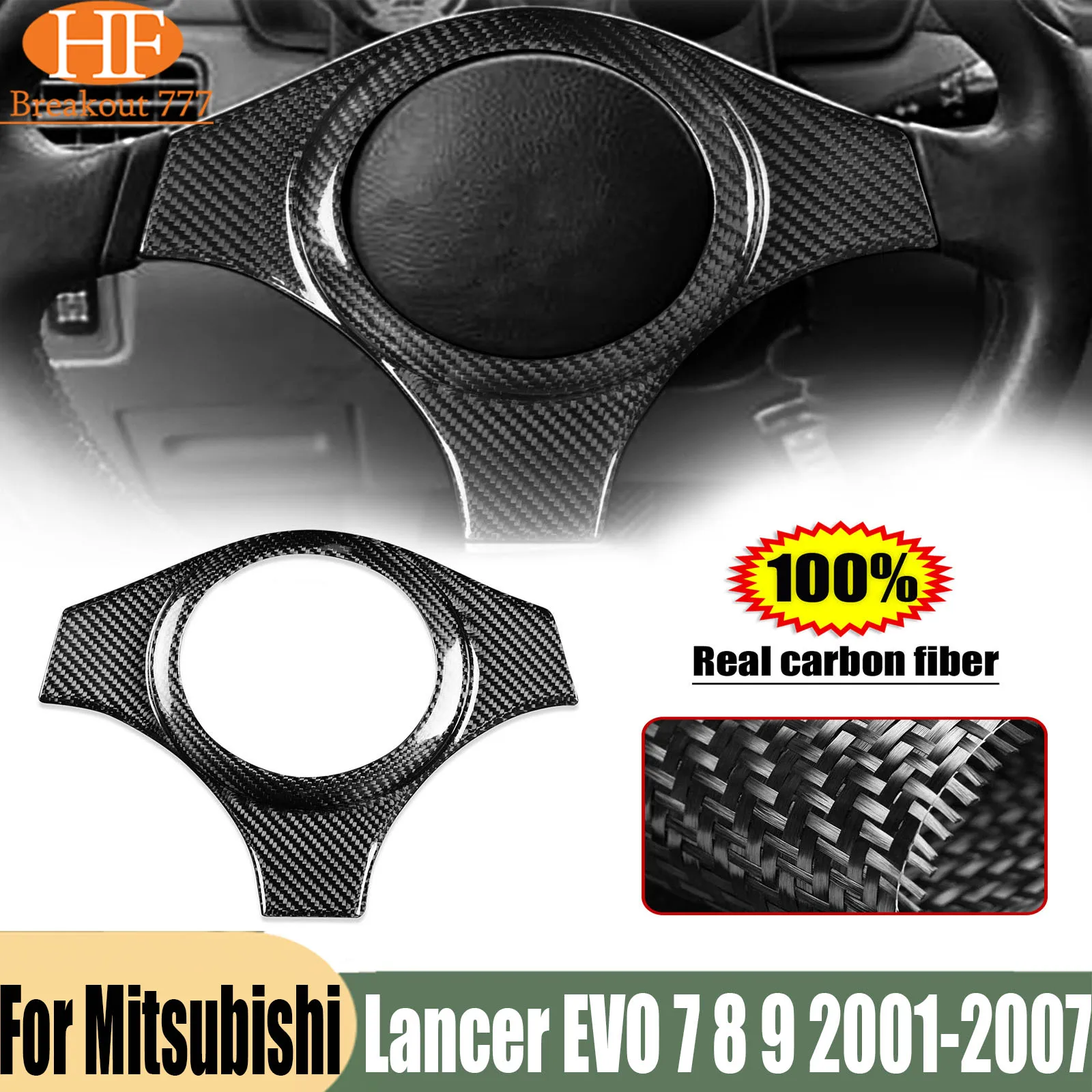 Red Dry Carbon Fiber Steering Wheel Cover For Mitsubishi Lancer EVO 7 8 9 2001-2007
