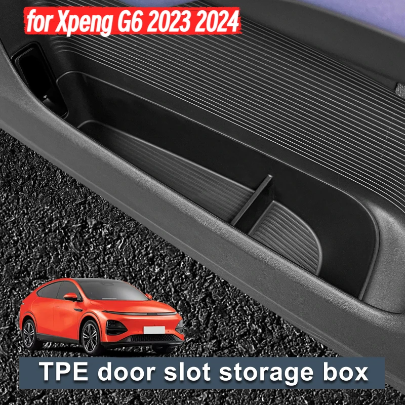 

for Xpeng G6 2023 2024 Car Door Side Storage Box Car Accessories TPE Front Gate Slot Anti Dirty Storage Organizer Tray