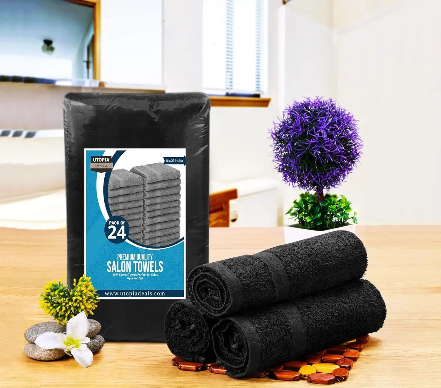 Black Salon Towels Pack of 72 (Not Bleach Proof 16 x 27 Inches) Highly Absorbent Towels for Hand Gym Beauty Spa