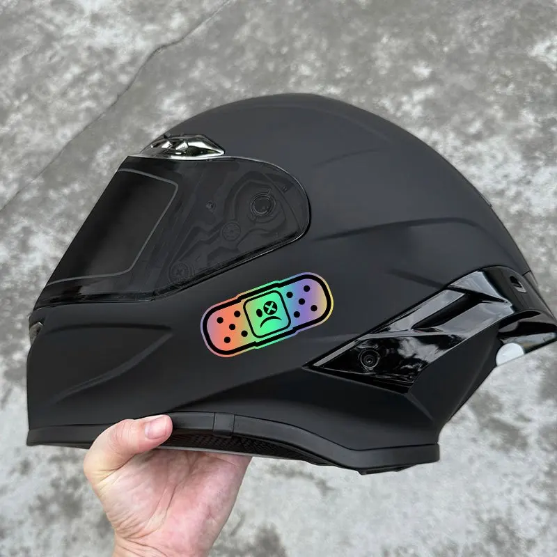 2 Adesivos de Vinil com Rosto Triste, Decalque Impermeável para Carro, Moto, Capacete e Decoração de Laptop