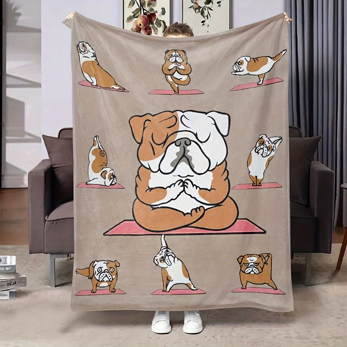 Cute Pug Dog Cartoon Puppy Print Throw Blanket Cozy Throw for Pet Lovers Unique Dog Owner Home Decor Gift