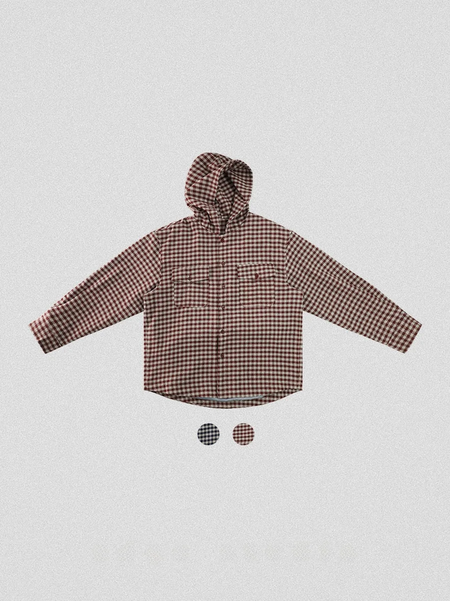 

Studio American Sle Свободный крой в клетку с капюшоном Молодежная модная хлопковая весенне-осенняя верхняя одежда с застежкой на одной пуговице